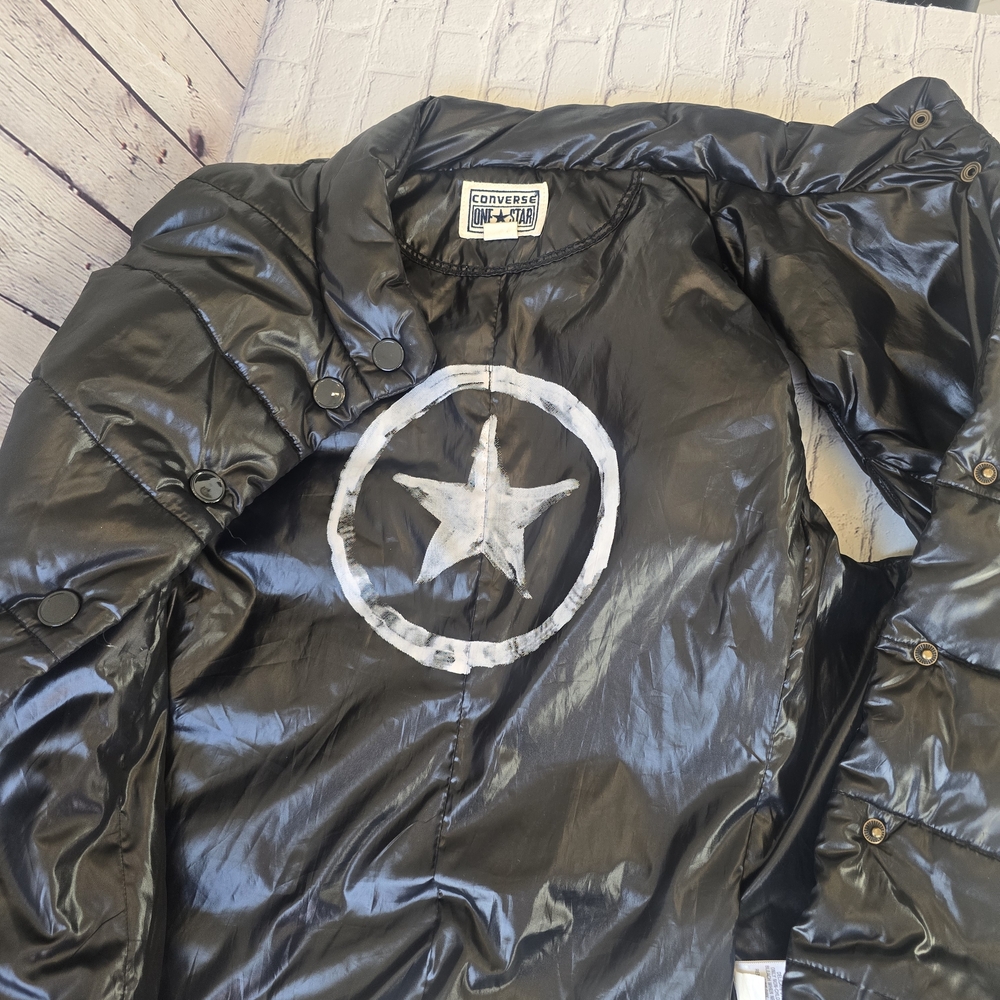 Converse One Star Black Glossy Puffer Vest Size L